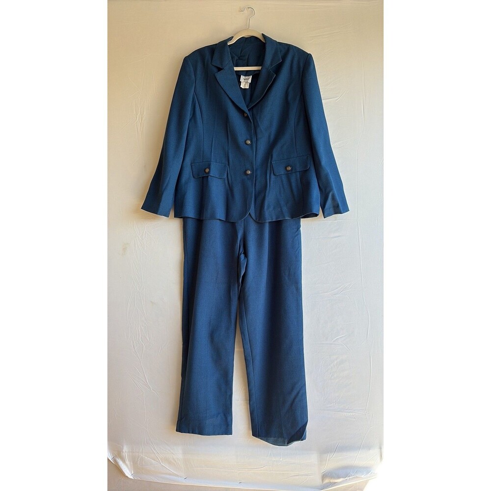 Vintage Nikki Teal Blue Two-Piece Pant Suit Set 14